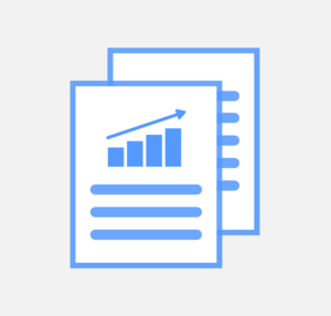 icon of a report with text and a bar graph